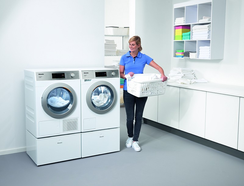 Miele Washer and Dryer in semi commercial laundry room