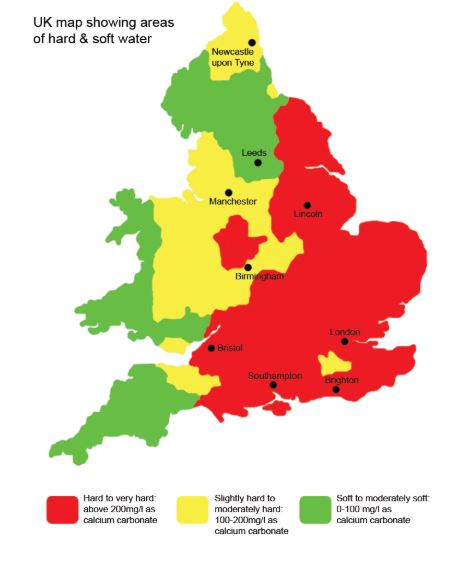 hard water areas uk