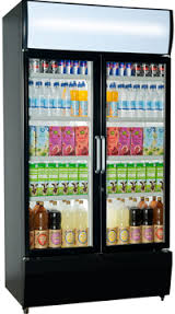 Double Door Upright Display Fridge Black