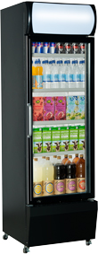 Single Dr Upright Display Fridge BK